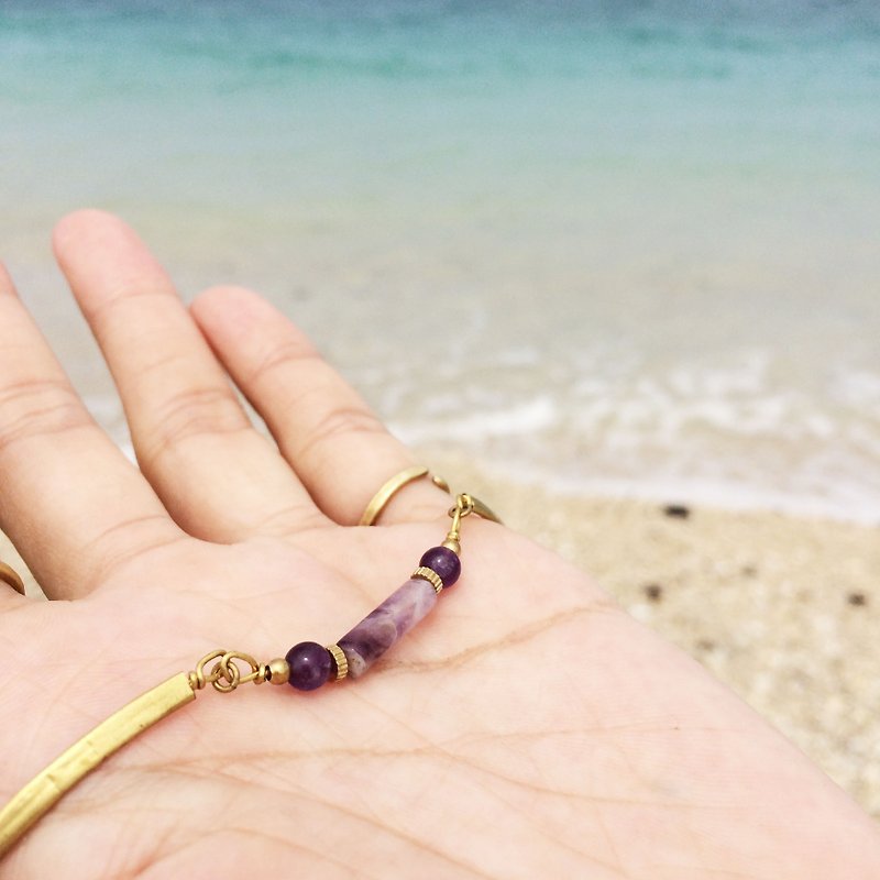Good luck forests groceries Travelin- series purple sky universe Bronze bracelet - Bracelets - Gemstone Purple