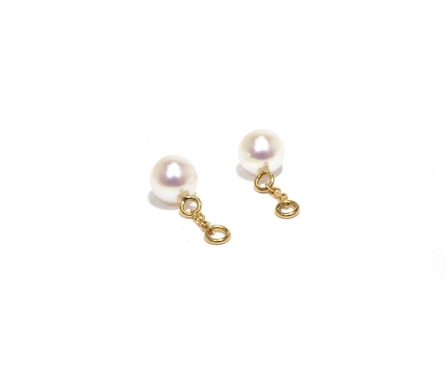 南洋白蝶真珠 ナチュラルゴールド 2WAY ピアス チャーム K18YG ダイヤ