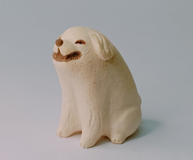 笑顔のマルチーズ犬/陶器人形/オリジナル - ショップ 野萩アート 笑顔のマルチーズ犬/陶器人形/オリジナル - ショップ 野萩アート
