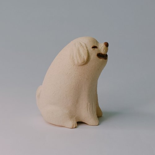 陶人形 犬人 笑顔のマルチーズ犬/陶器人形/オリジナル - ショップ 野萩アート
