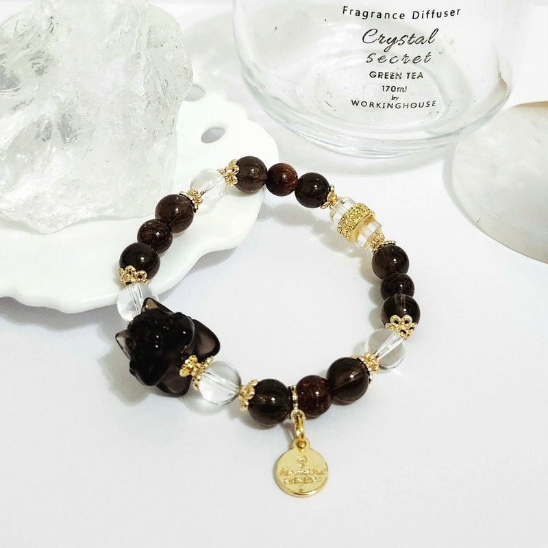 黑虎爺2.0/聚財/消負能量/避邪之水晶 - 手鍊/手環 - 水晶 咖啡色