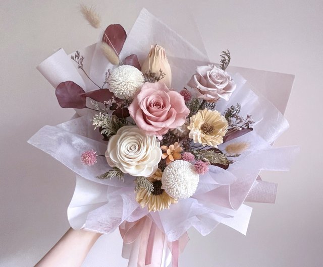 ミニバラ❇️優しいピンク系❣️ドライフラワー ドライフラワー 染めミニバラ❣️ピンク系 スプレーバラドライフラワー