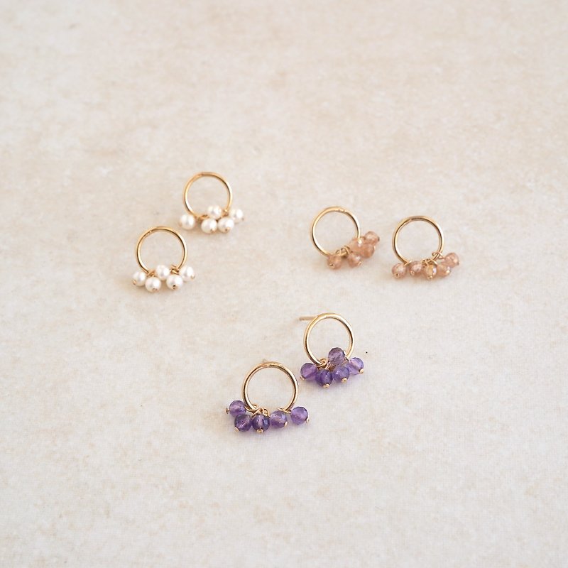 14kgf Circle Earrings - 耳環/耳夾 - 其他金屬 金色