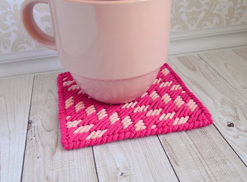 TomasCross 刺繡杯墊棉粉紅色馬克杯地毯廚房家居裝飾