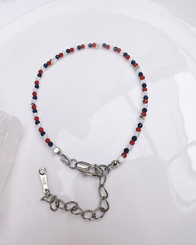 C&W ultra-fine Stone white crystal ruby ​​ultra-fine fashion s925 bracelet - สร้อยข้อมือ - หยก สีเงิน
