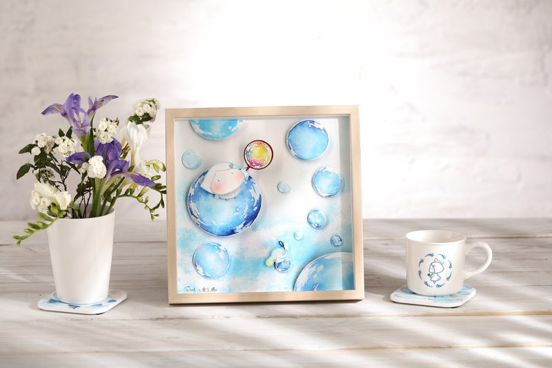 【Bubble Blooming】-CatGal Art-Watercolour Giclee Print(Hovsta Frame Included) - โปสเตอร์ - กระดาษ 