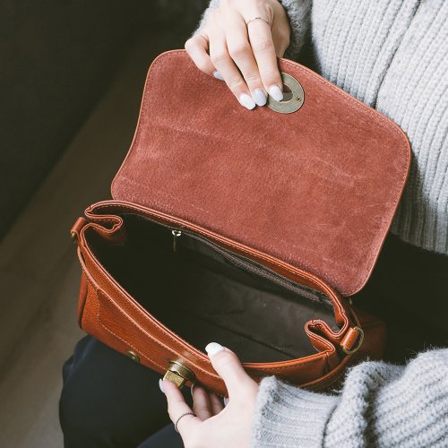 レトロカレッジ風本革2WAYメッセンジャーバッグ(S) 22326レッド