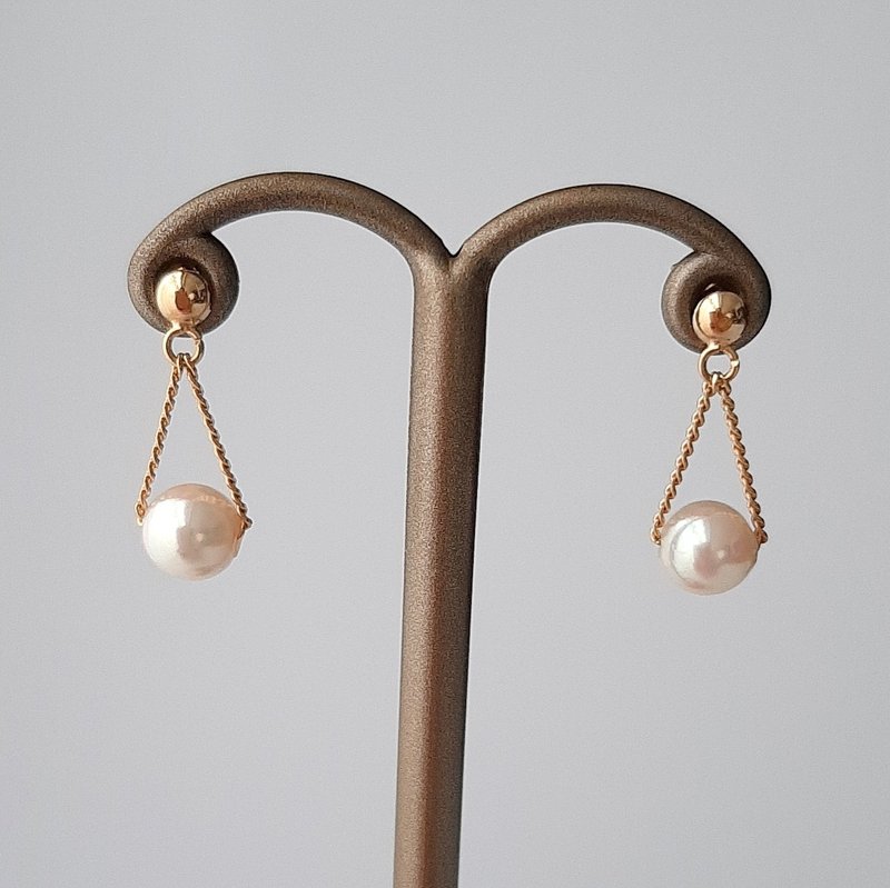 K18G design earrings, Akoya pearls, pearl earrings, Akoya pearls, Japanese pearls, pearl earrings, pearl earrings, pearl earrings, pearl earrings - ต่างหู - ไข่มุก 