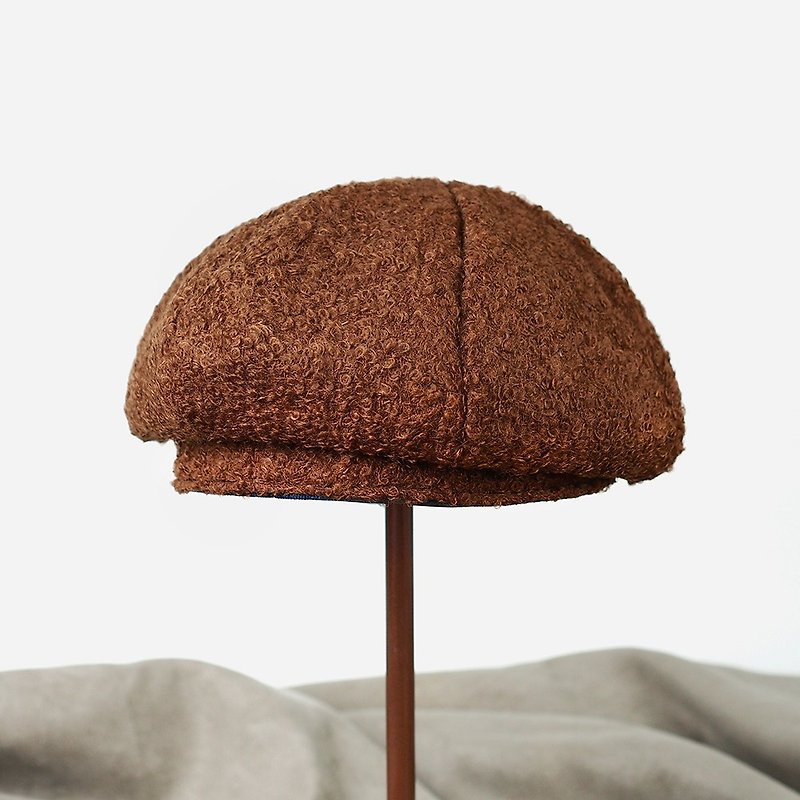 小牛村 手工貝雷帽 貝蕾帽 戴起來超好看【毛圈-萌可可】B-161 - 帽子 - 羊毛 咖啡色