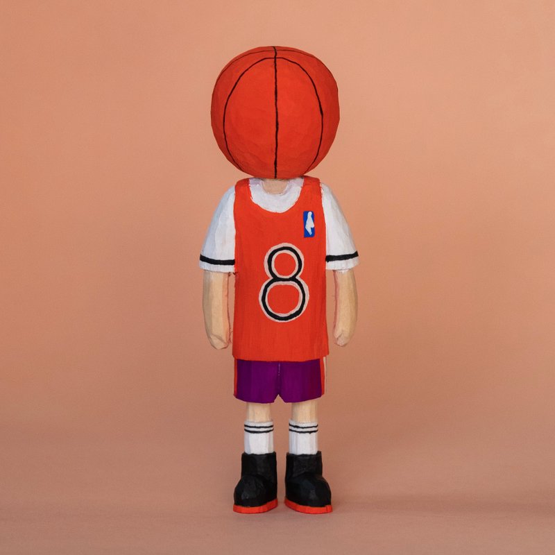Wooden Figure Dunkin boy - 公仔/玩偶 - 木頭 橘色