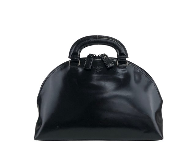 プラダ　ビンテージ　ブラックレザー ボストンバッグ 中古・古着通販】PRADA (プラダ) レザーボストンバッグ ブラック