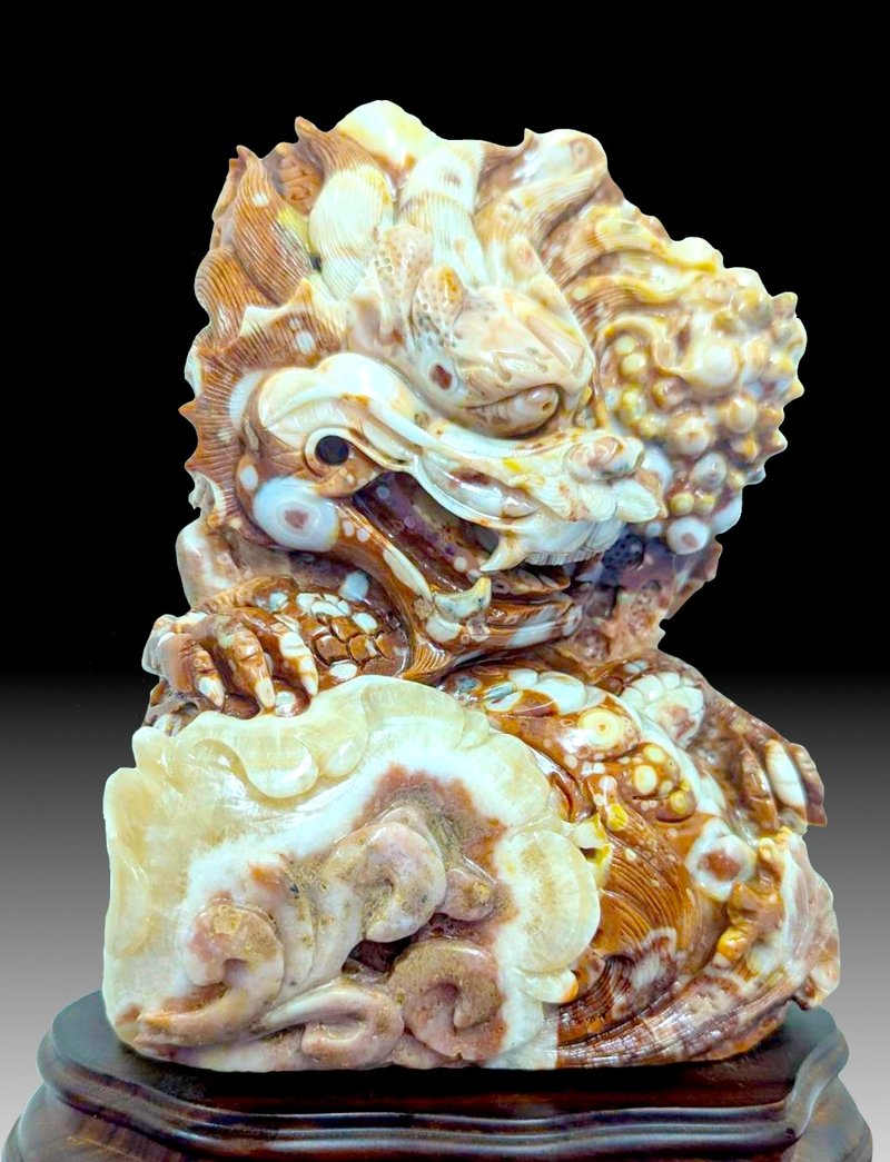 【龍宮舍利】龍王巧雕 破浪之王 七星龍王之一 收藏品 穩固 招財 - 擺飾/家飾品 - 石頭 卡其色