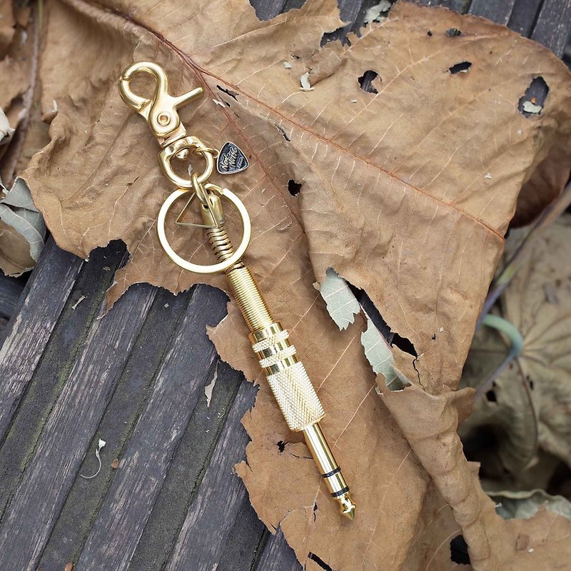 黃銅吉他導線頭吊飾 鑰匙圈 - 鑰匙圈/鑰匙包 - 其他金屬 咖啡色