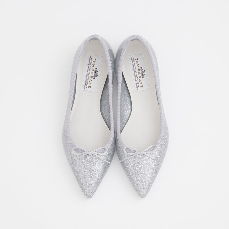 IRMA GLITTER (SILVER) PVC POINTED TOE FLATS SHOES ポインテッドトゥ バレエシューズ - 雨鞋/防水鞋 - 防水材質 銀色