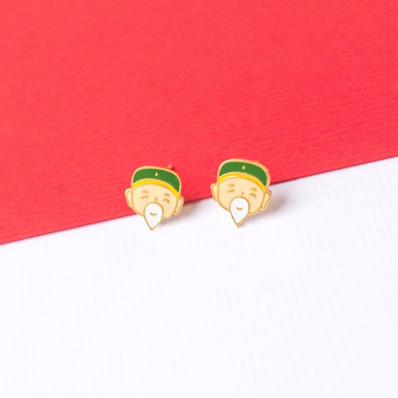 Tudigong New Year Series Earrings and Clip-On New Year Gifts - ต่างหู - วัตถุเคลือบ สีเขียว