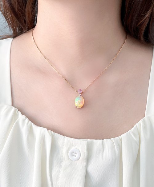 YING CHEN CHEN fine jewelry 丁香花 Lilac系列 | 蛋白石 / 歐泊 / 粉剛 / 18K小花項鍊
