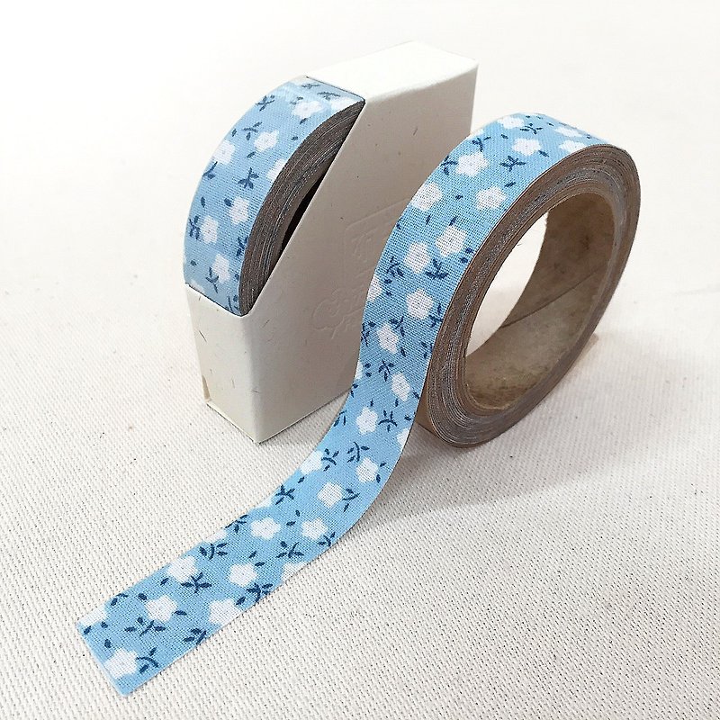 布テープ-春の花[マシュマロ青い花] - マスキングテープ - コットン・麻 ブルー
