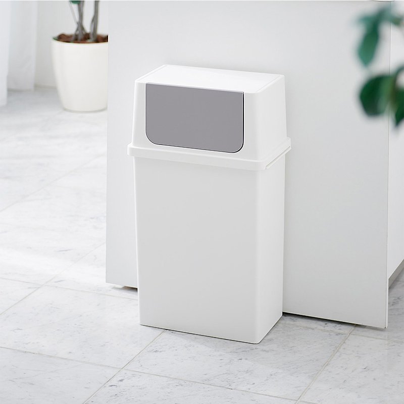 Japan like-it Stackable Push Cover Wide Trash Can-25L - Trash Cans - Plastic White