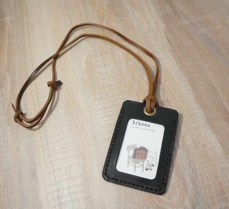 Sienna leather ID ticket luggage card holder - ID & Badge Holders - Genuine Leather Black