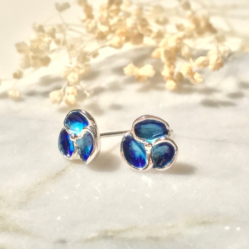 Sterling silver Enamel earring - ต่างหู - โลหะ สีน้ำเงิน