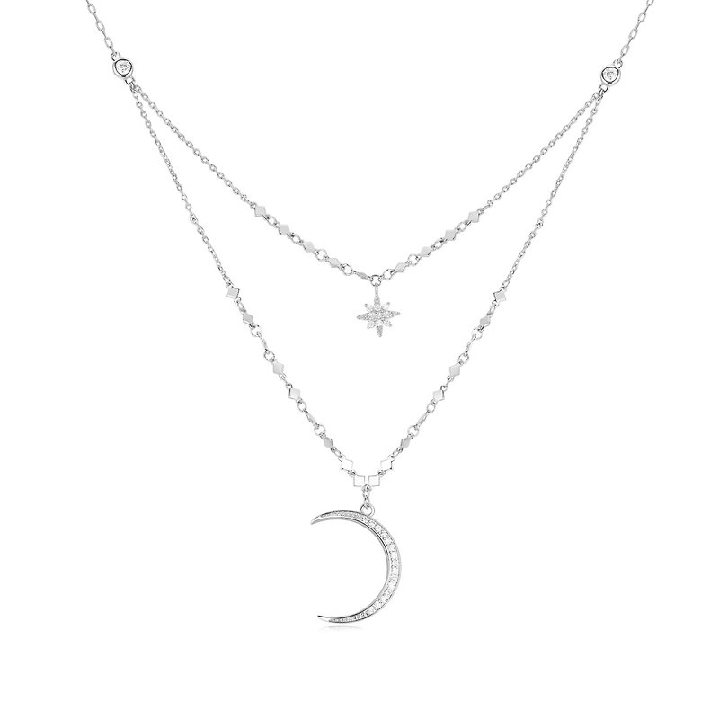 CZ SILVER LAYERED NECKLACE - SELENE - Necklaces - Other Metals Silver