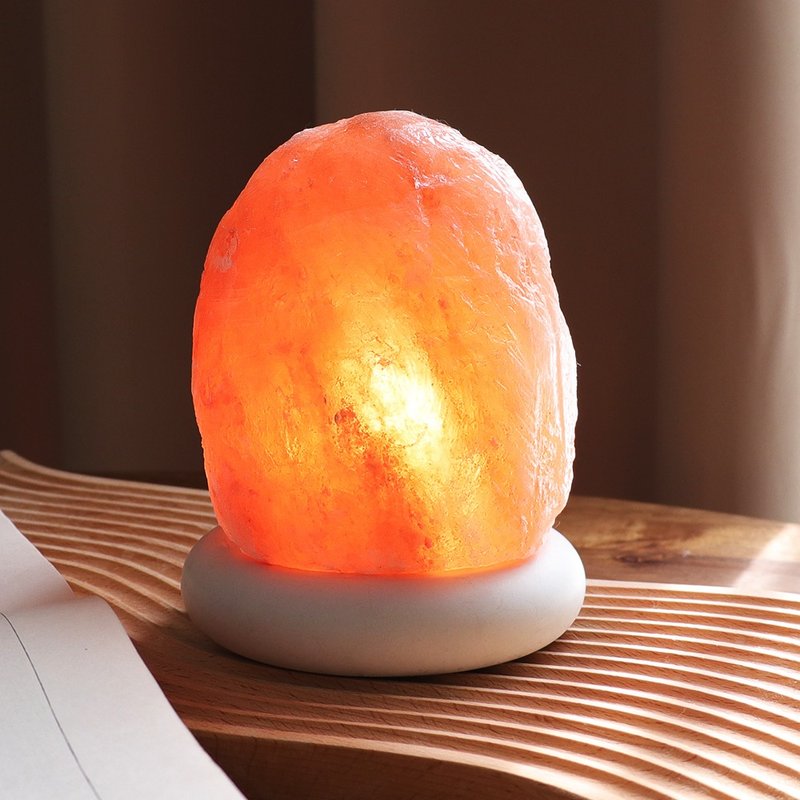 Little Rose Raw Mineral Salt Lamp I Original Color Donut Base I Little Backer Positive Energy - Lighting - Cement Orange