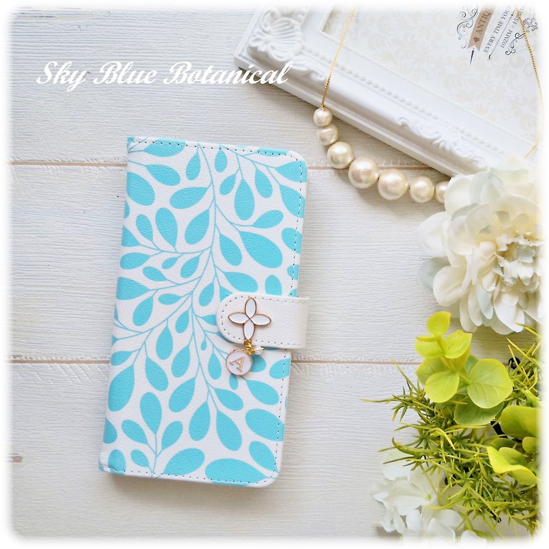 Blue smartphone case notebook type initial iPhone 12 iPhone 11 Xperia 10 IV Galaxy Android Almost all models ok - Phone Cases - Faux Leather Blue