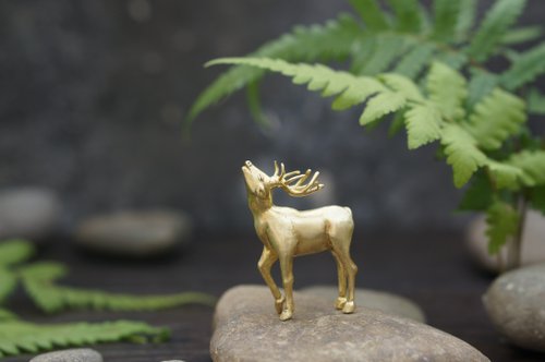 溪山手作 手工黃銅小鹿擺件迷你雕塑