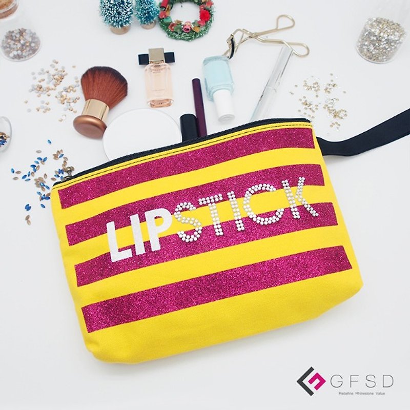 [GFSD] Rhinestone Boutique-Look me Series-Lemon Yellow [Lipstick] Portable Universal Cosmetic Bag - Handbags & Totes - Cotton & Hemp Yellow