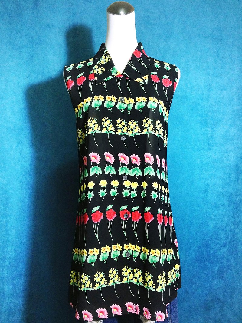 Ping-pong vintage [vintage shirt / Long chiffon flowers vintage shirt / blouse] abroad back VINTAGE - Overalls & Jumpsuits - Other Materials Multicolor