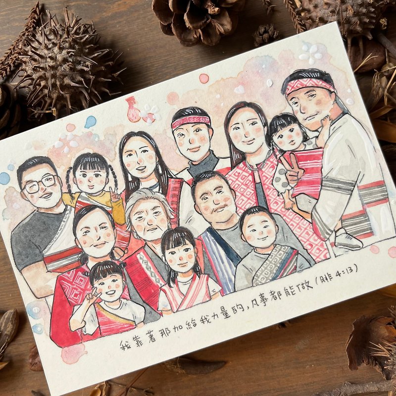 [Hand-painted/Group/Family Portrait] Urgent like-face-painted birthday gift with packaging - Cards & Postcards - Paper White