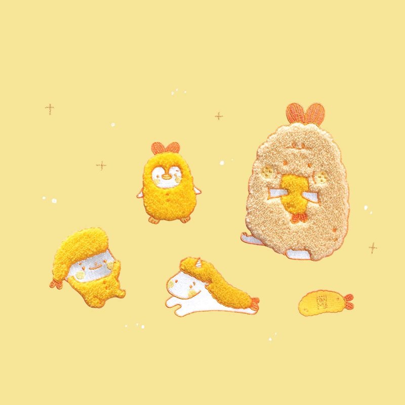 Fried shrimp buddy / towel embroidered cloth sticker - อื่นๆ - งานปัก สีส้ม