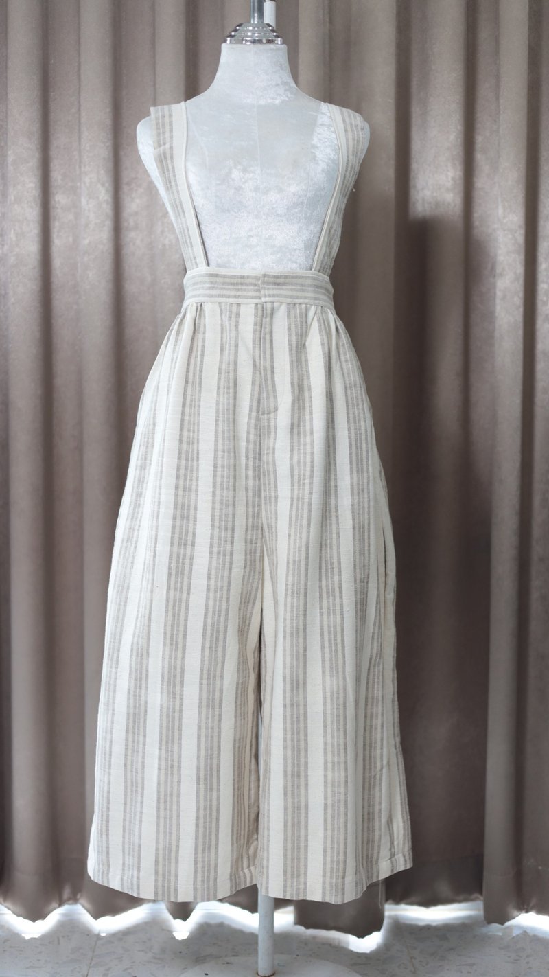 Loom & Leaf - Artisanal Hight-Waist Overalls - 吊帶褲/連身褲 - 棉．麻 灰色