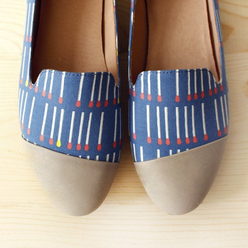 Spot [27] The Little Match boy oblique stitching Oubei La / handmade custom / Japan fabric - Women's Casual Shoes - Cotton & Hemp 