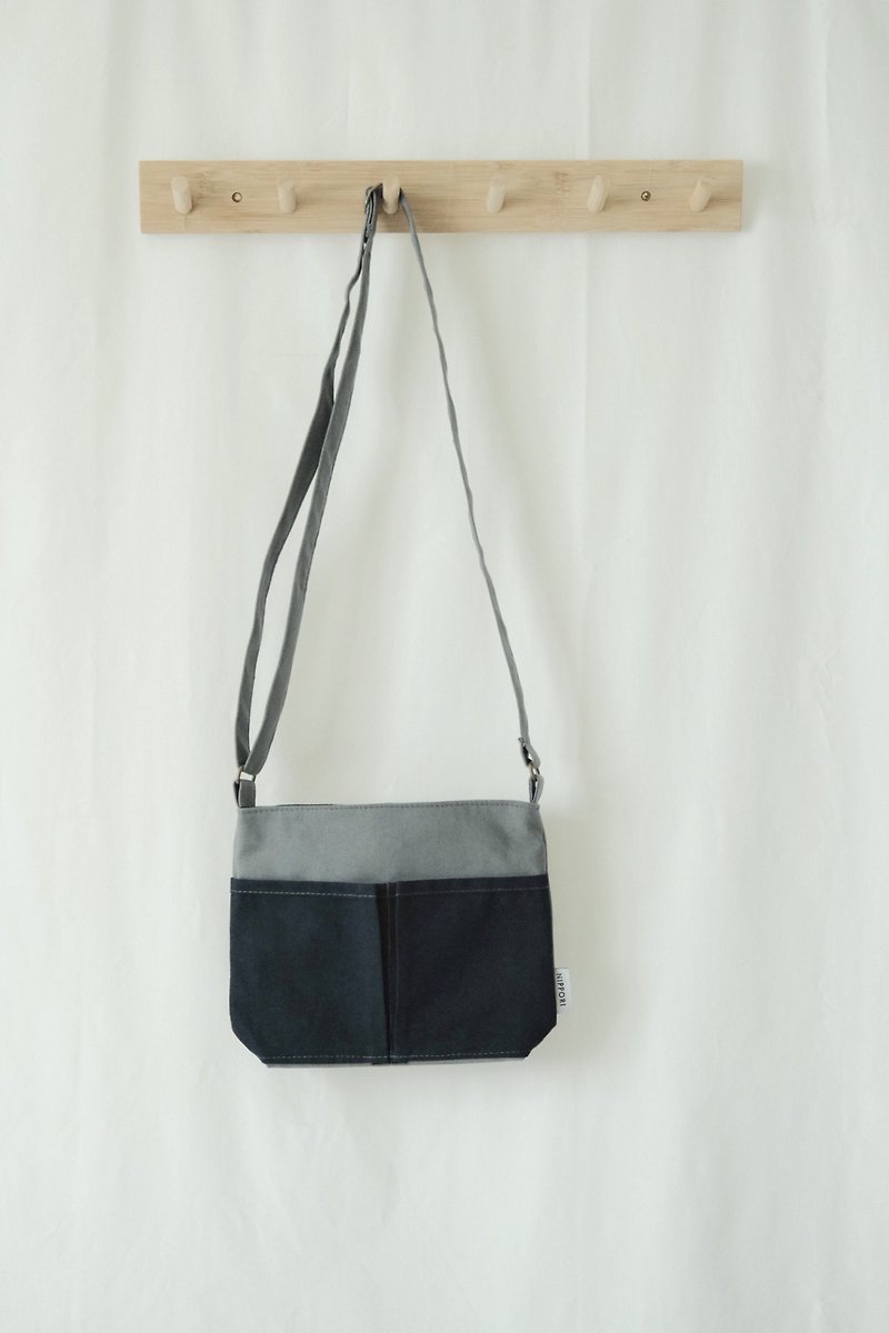 Small bag [Otaru of the ocean] - กระเป๋าแมสเซนเจอร์ - ผ้าฝ้าย/ผ้าลินิน สีน้ำเงิน