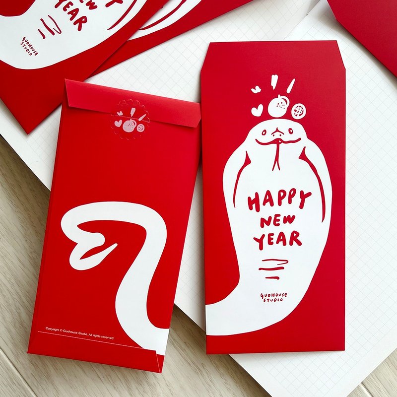 White Snake Fortune Velvet-Touch Red Envelope - ถุงอั่งเปา/ตุ้ยเลี้ยง - กระดาษ สีแดง