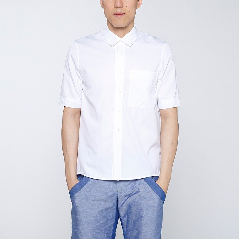 [Cool recommendation] Refreshing feeling collagen seamless men's shirt - Men's Shirts - Cotton & Hemp White