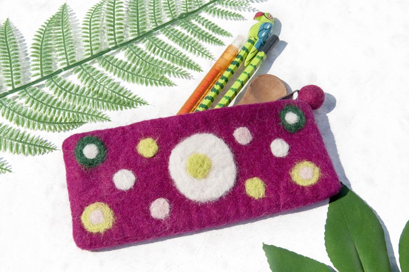 ICカードケース 財布 羊毛フェルト スマホポーチ ICカードポーチ IDケース 羊毛フェルトコスメポーチ エスニックバッグ ペンケース カトラリーケース ハンドメイド スマホポーチ ペンボックス クリスマスギフト - レインボードット - 筆箱・ペンケース - ウール 多色
