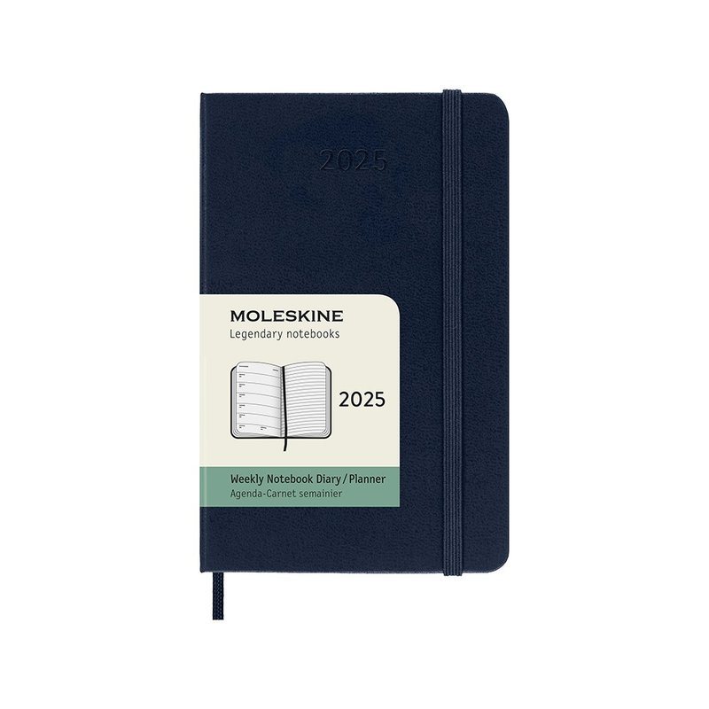 MOLESKINE 2025 Weekly Diary 12M Hard Case-Pocket Sapphire Blue Hot Stamping Service - Notebooks & Journals - Paper Blue