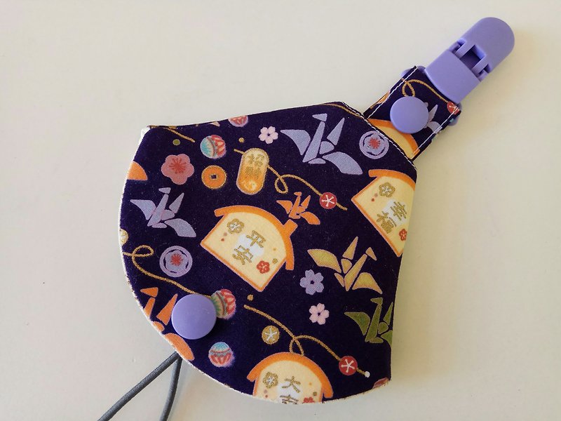Peaceful health word two-in-one pacifier clip < pacifier dust bag + pacifier clip> dual function - Bibs - Cotton & Hemp Purple