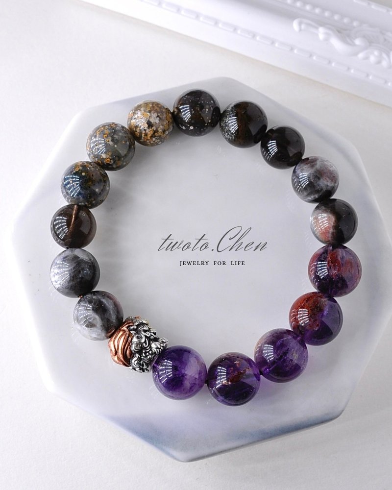 紫宸星夜 | 貔貅聚財手鍊 - 手鍊/手環 - 水晶 紫色
