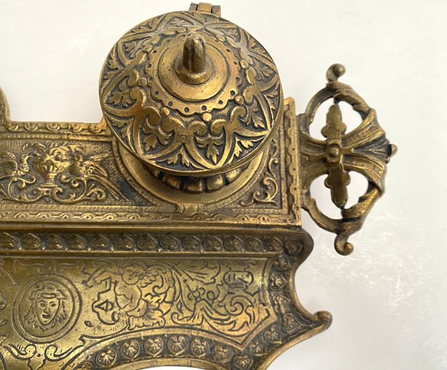 フランスアンティーク　BRASS 真鍮製　インクスタンド　シングル フランスアンティーク BRASS 真鍮製 インクスタンド シングル