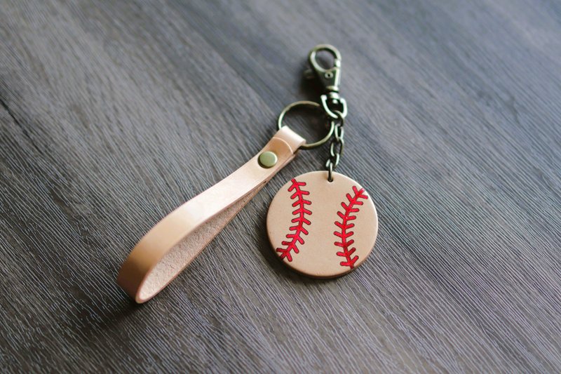 [Customized engraving] Baseball various ball leather keychains/5 birthday gifts - ที่ห้อยกุญแจ - หนังแท้ หลากหลายสี