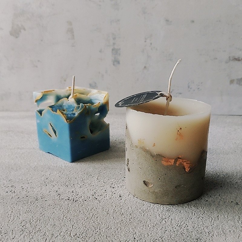 Industrial style Cement candle corrosion candle experience course 1 person group - Candles/Fragrances - Wax 