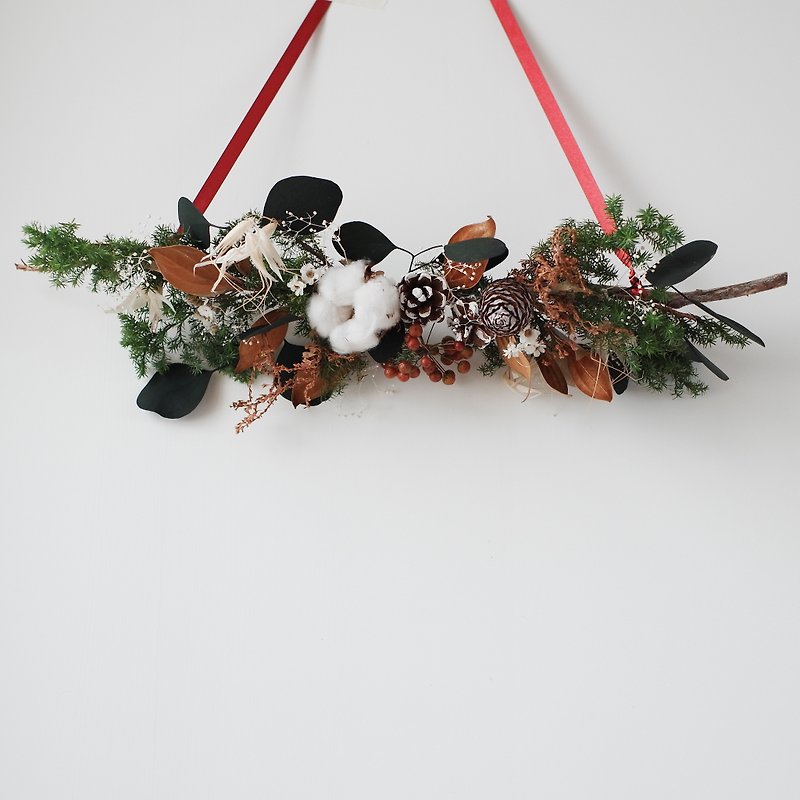 つづく | かわいいクリスマス杉の綿実ハンギング花飾りスポット - ドライフラワー・ブーケ - 寄せ植え・花 グリーン