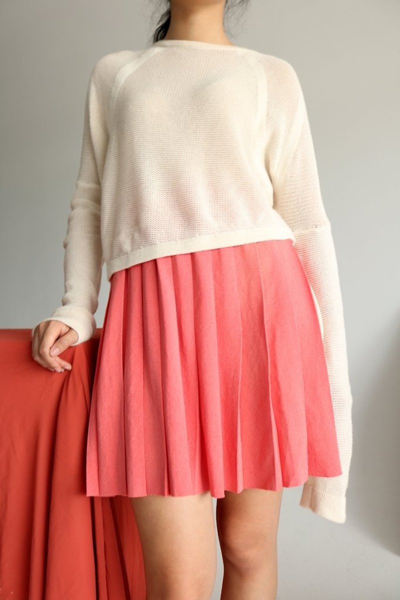 Trios Skirt {Vintage} 古著粉紅泡泡百摺迷你裙 - 裙子/長裙 - 聚酯纖維 粉紅色