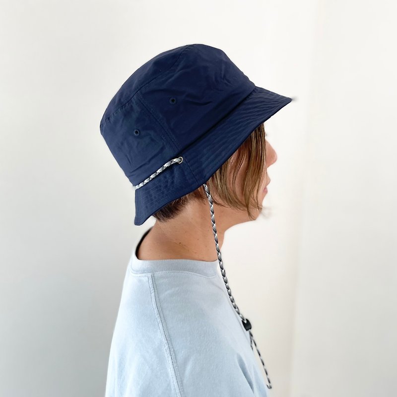 New color for 2024 [Unisex] Water-repellent nylon bucket hat with stopper cord [Navy] - Other - Nylon Blue