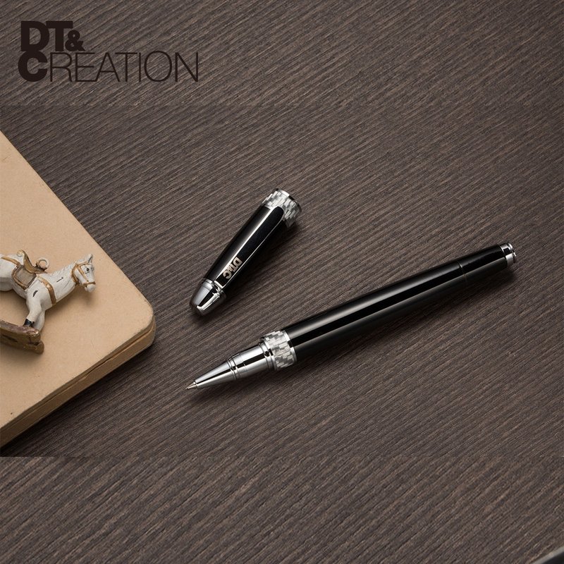 [Customized Engraving] [DT&CREATION] Open Heart Carbon Fiber Ball Point Pen | Teacher’s Day Gift - Rollerball Pens - Other Metals Black