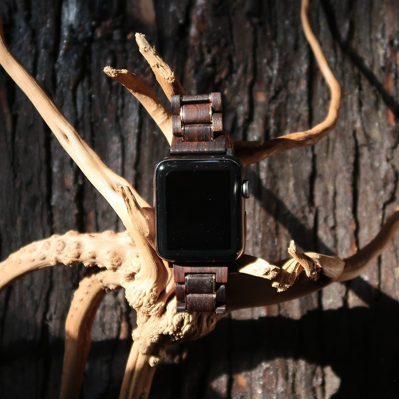 香港手作紫光檀木製錶帶 (智能錶及 Apple Watch 適用) - 錶帶 - 木頭 黑色