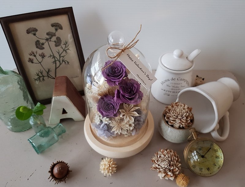 Purple rose without flower glass 盅 永永花 - Dried Flowers & Bouquets - Plants & Flowers Purple